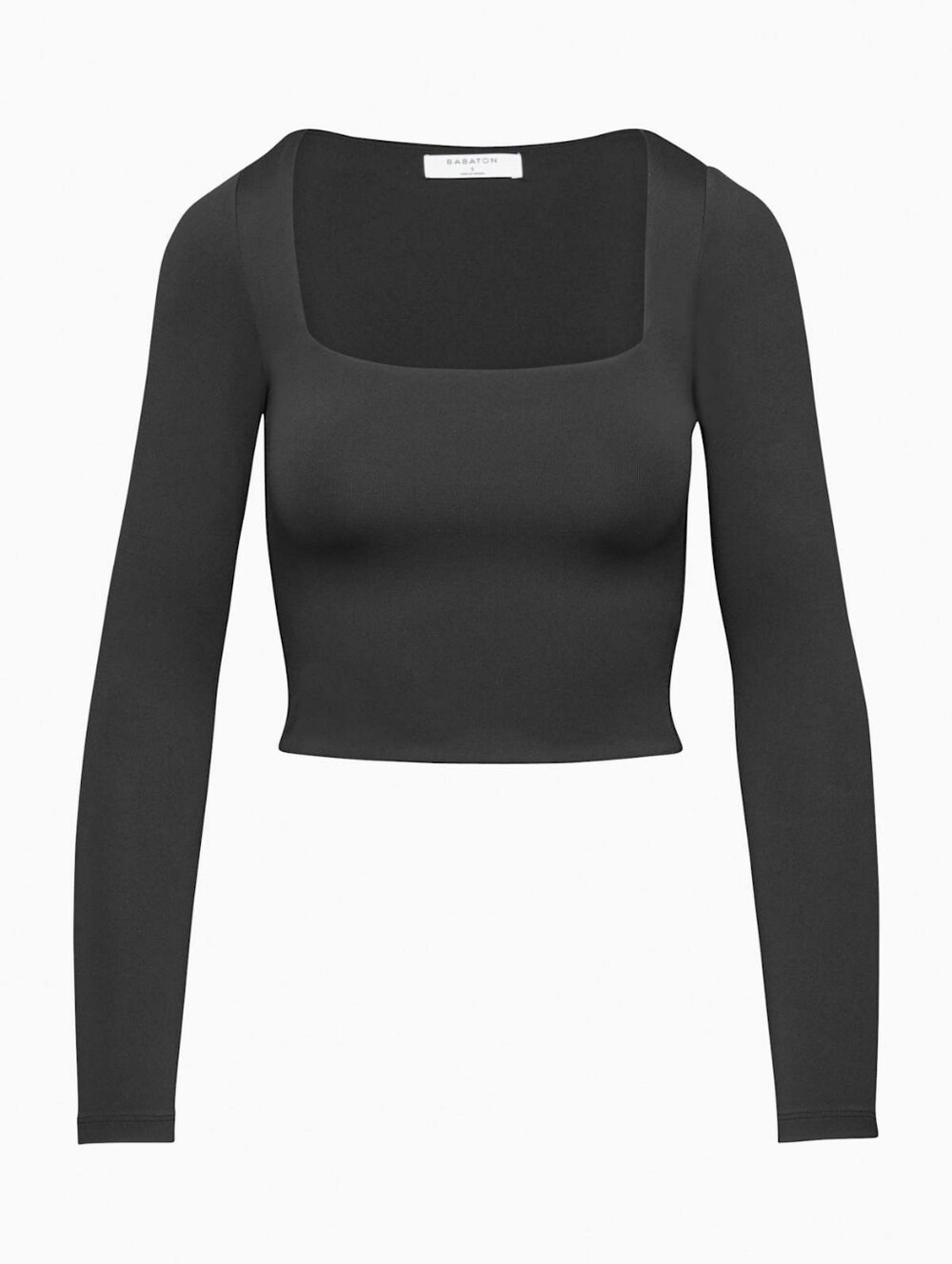 Aritzia Black Square Neck Long-Sleeve Crop Top